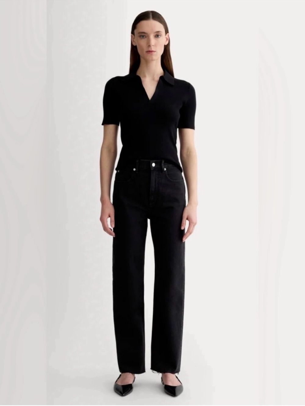New Everlane Organic Cotton The Way High Jeans In Coal Raw Hem Size 28